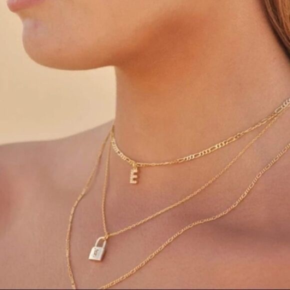 COPY 18k gold Initial Lock Necklace - Picture 1 of 12